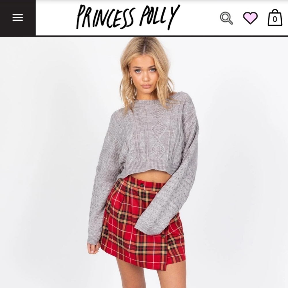Princess Polly Cableknit Crop Sweater